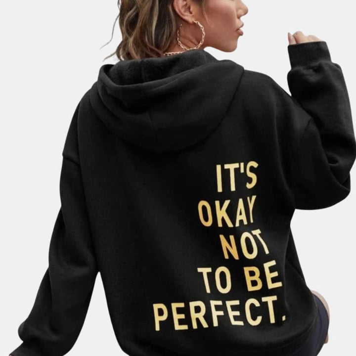 Women's Oversized Graphic-Print Drawstring Pullover Hoodie - Black