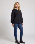 Camila | Women's Oversized Henley Sweatshirt Contrast-Collar Button Placket