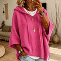 Isabella | Women's Oversized Hooded Knit Poncho Sweater Drawstring, Hot Pink