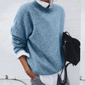 Luna | Women's Oversized Knit Crewneck Pullover Sweater, Blue