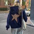 Eleanor | Women's Oversized Leopard Star-Back Pullover Hoodie Sweatshirt