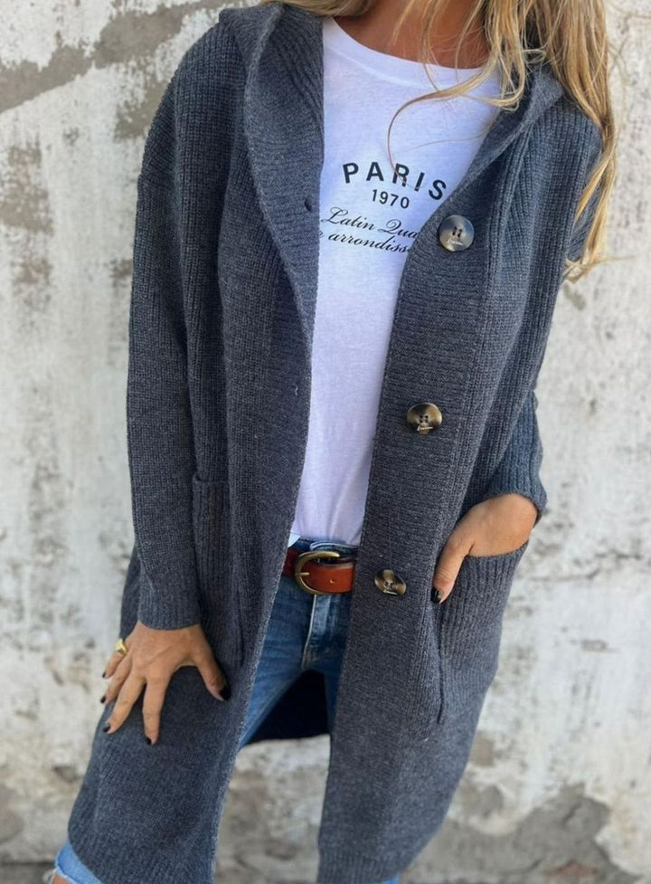 Women's Oversized Long Button-Front Knit Cardigan Sweater, Beige