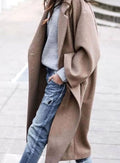 Eleanor | Women's Oversized Long Open-Front Wool-Look Coat, Camel