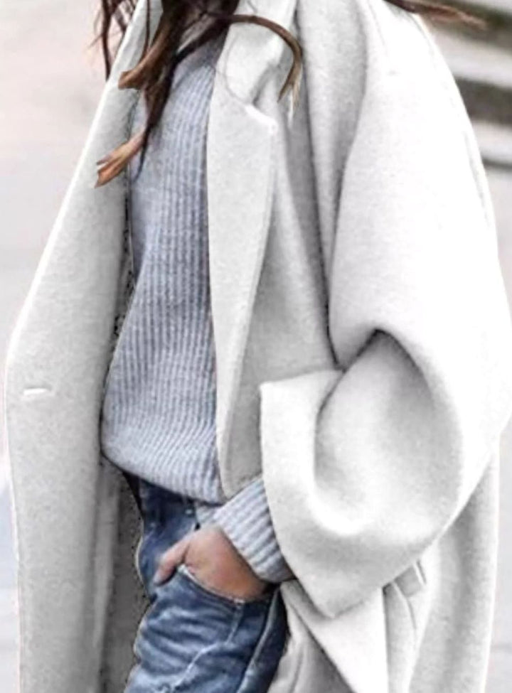 Women's Oversized Long Open-Front Wool-Look Coat, Camel