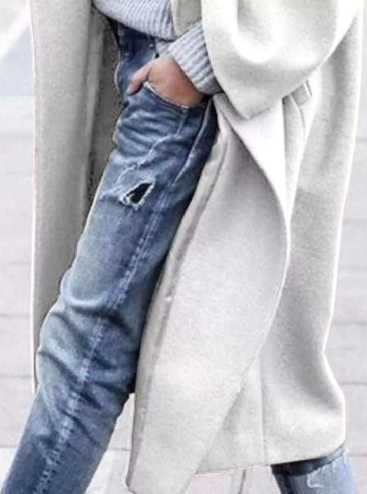 Women's Oversized Long Open-Front Wool-Look Coat, Camel