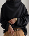 Sophia | Women's Oversized Mock-Neck Sweatshirt Drop-Shoulder Pullover