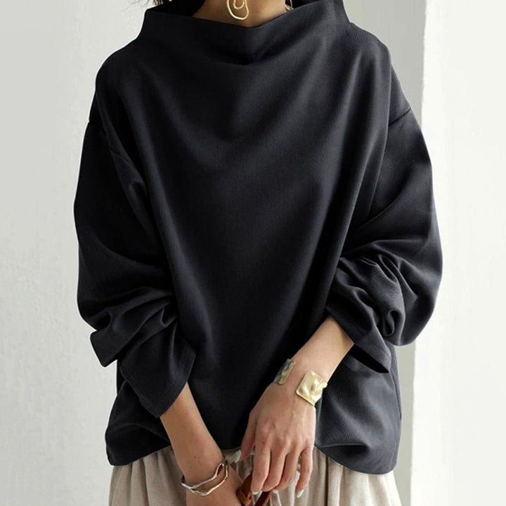 Women's Oversized Mockneck Soft-Knit Long-Sleeve Sweater