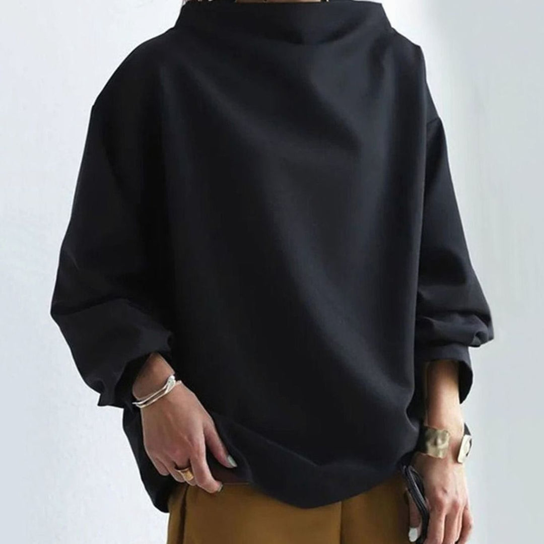 Women's Oversized Mockneck Soft-Knit Long-Sleeve Sweater