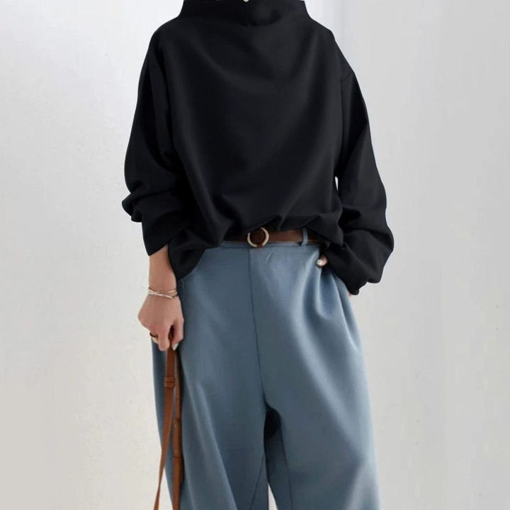 Women's Oversized Mockneck Soft-Knit Long-Sleeve Sweater