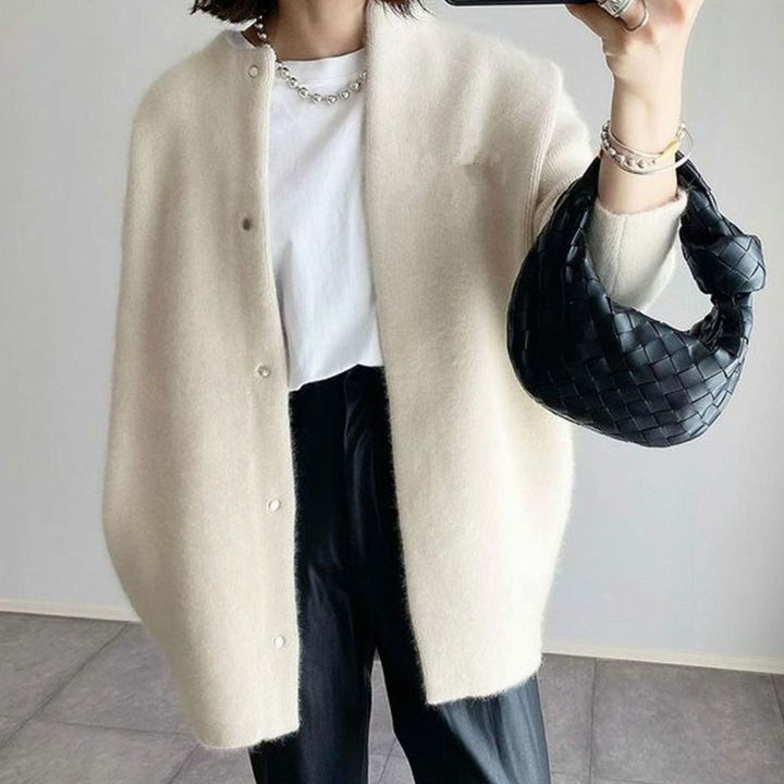 Women's Oversized Open-Front Long Cardigan Sweater, Cream - Cream