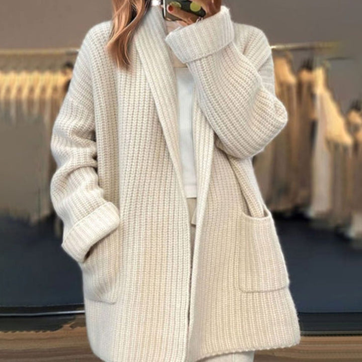 Women's Oversized Open-Front Long Cardigan Sweater Pockets