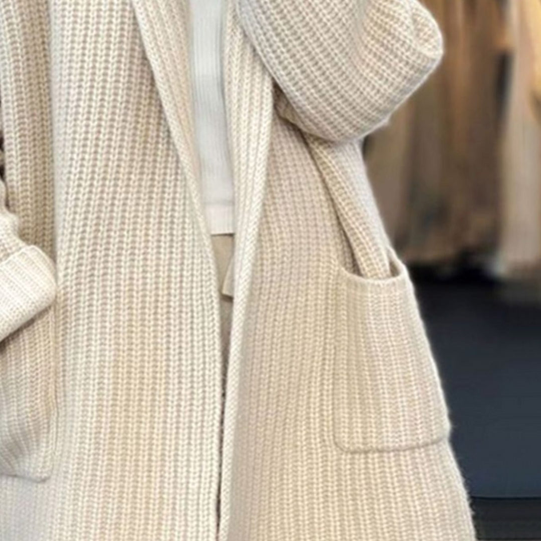 Women's Oversized Open-Front Long Cardigan Sweater Pockets