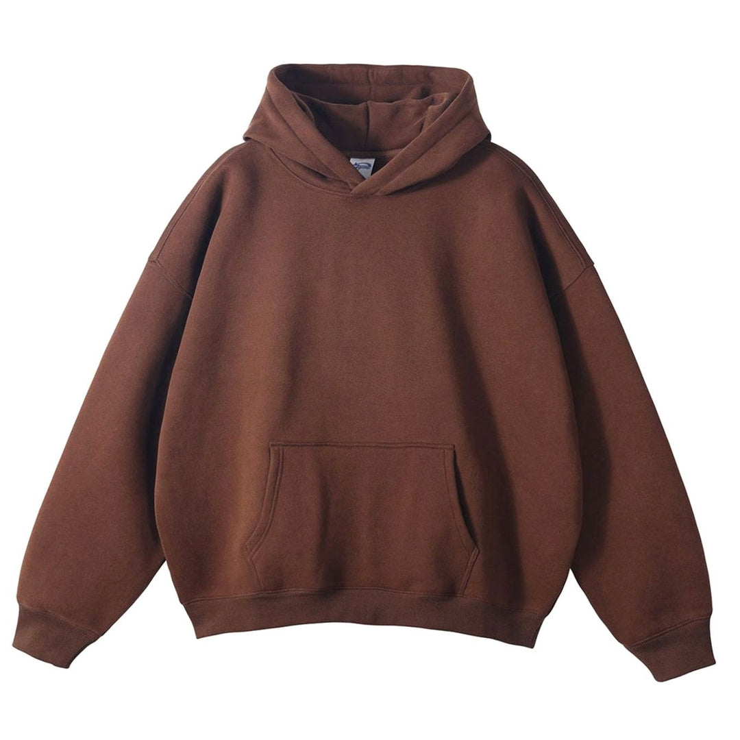 Women's Oversized Organic Cotton Fleece-Lined Pullover Hoodie - Coffee Brown Raglan-Sleeve Sweatshirt