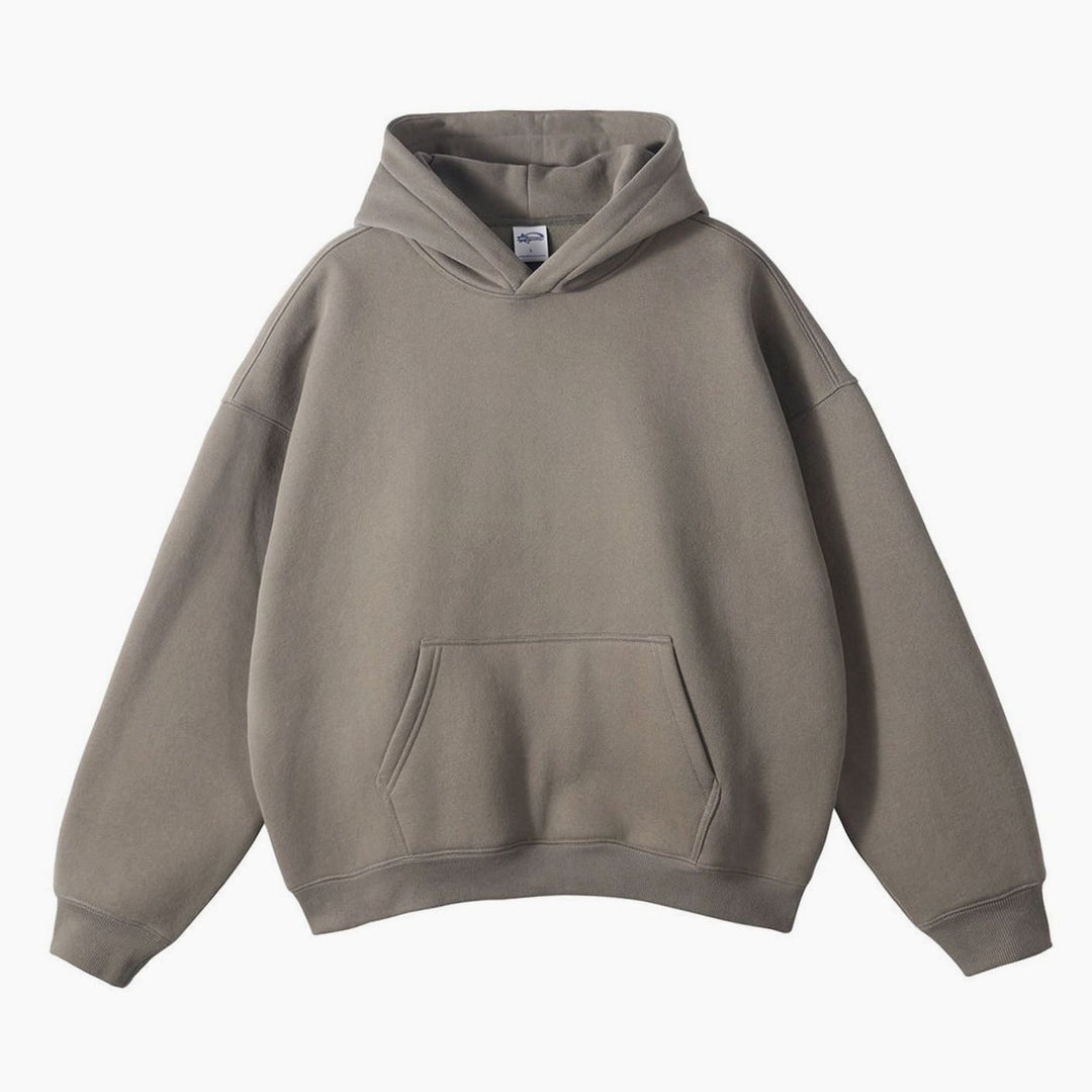 Women's Oversized Organic Cotton Fleece-Lined Pullover Hoodie - Mocha Gray Oversized-Sleeve Hoodie