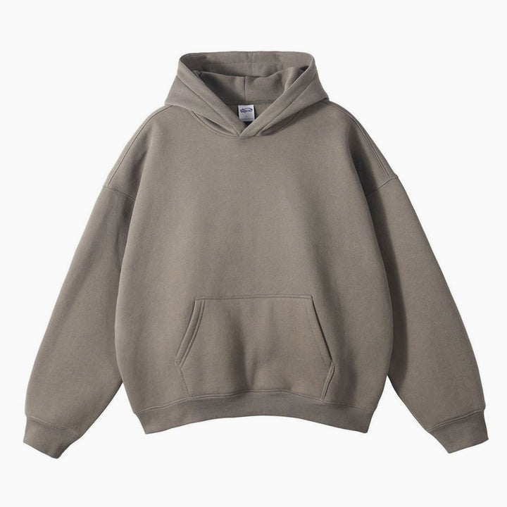 Women's Oversized Organic Cotton Fleece-Lined Pullover Hoodie - Mocha Gray Oversized-Sleeve Hoodie