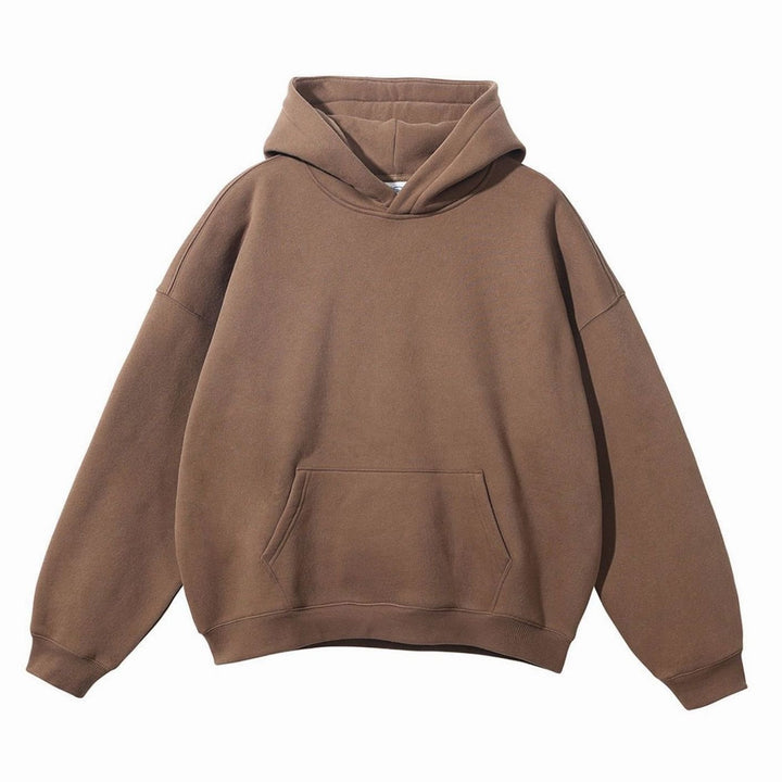 Women's Oversized Organic Cotton Fleece-Lined Pullover Hoodie - Camel Dropped-Shoulder Sweatshirt