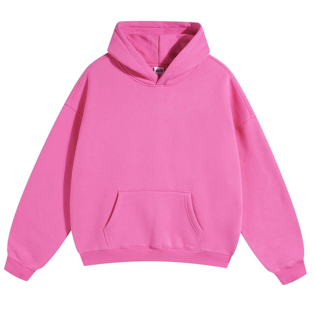 Women's Oversized Organic Cotton Fleece-Lined Pullover Hoodie - Pink Raglan-Sleeve Sweatshirt