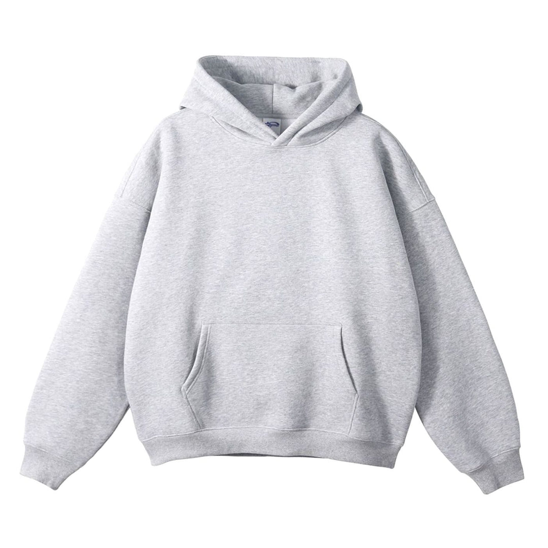 Women's Oversized Organic Cotton Fleece-Lined Pullover Hoodie - Heather Gray Oversized-Sleeve Sweatshirt