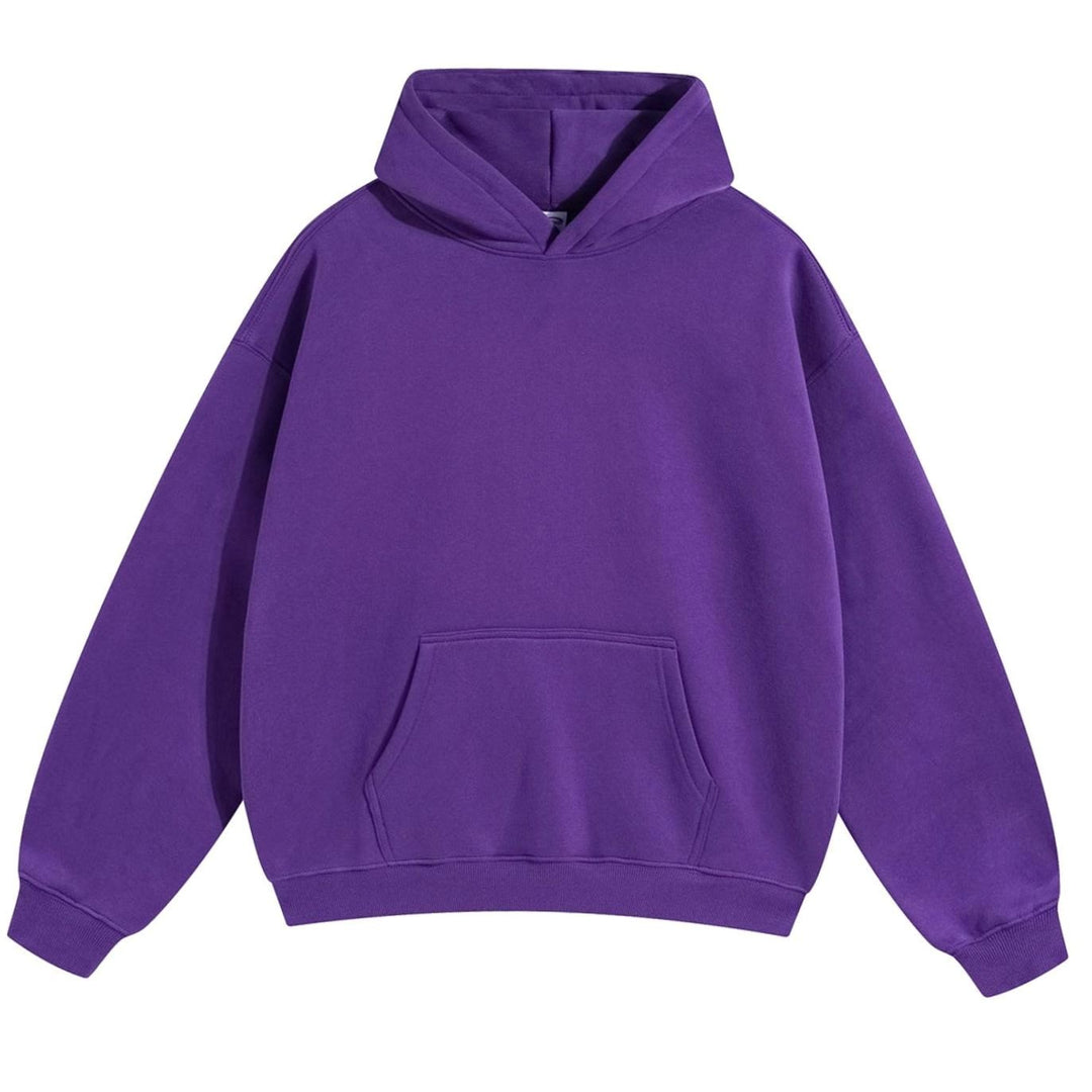 Women's Oversized Organic Cotton Fleece-Lined Pullover Hoodie - Violet Raglan-Sleeve Sweatshirt