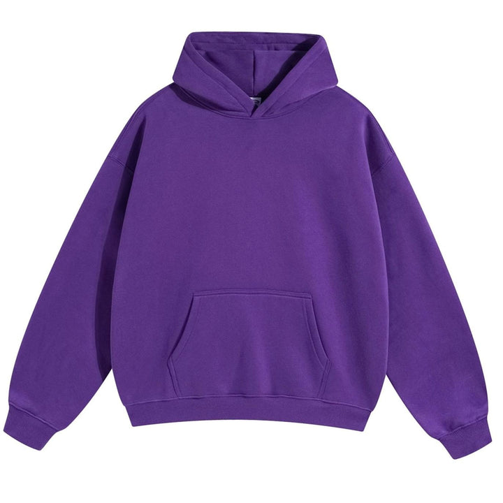 Women's Oversized Organic Cotton Fleece-Lined Pullover Hoodie - Violet Raglan-Sleeve Sweatshirt