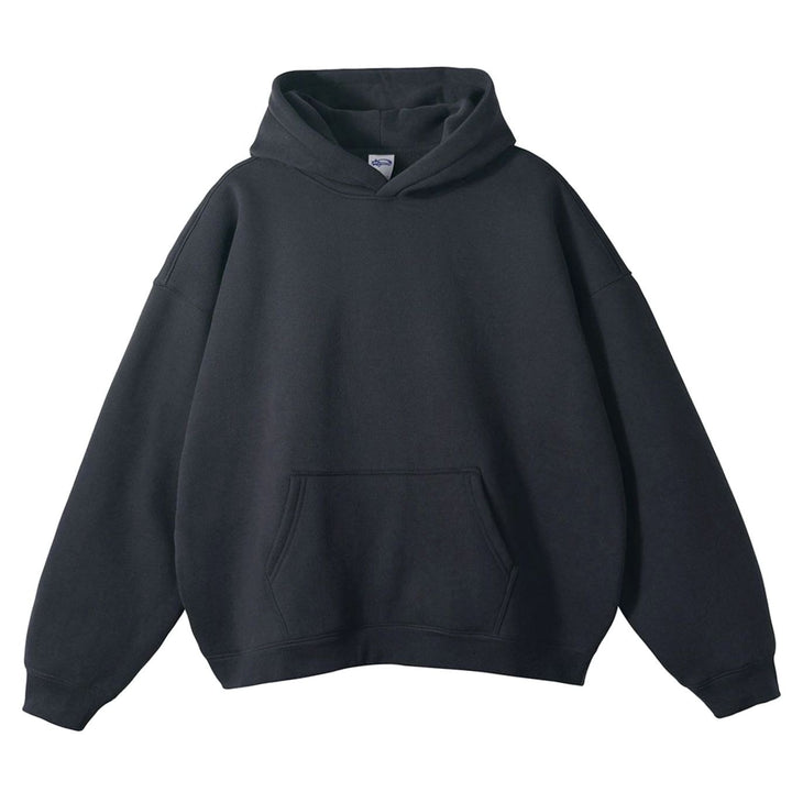 Women's Oversized Organic Cotton Fleece-Lined Pullover Hoodie - Dark Gray Dropped-Shoulder Sweatshirt