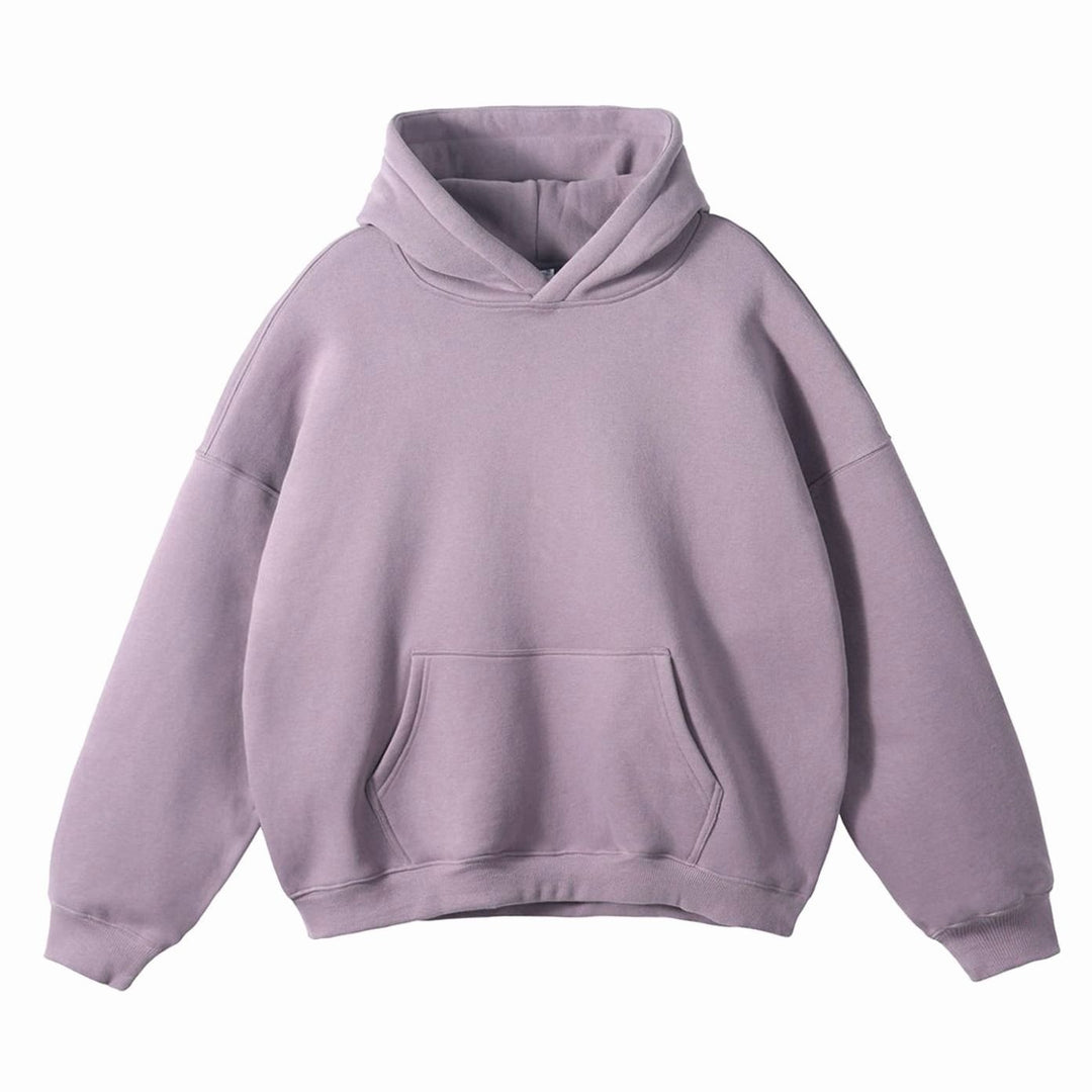 Women's Oversized Organic Cotton Fleece-Lined Pullover Hoodie - Light Violet Drop-Shoulder Hoodie