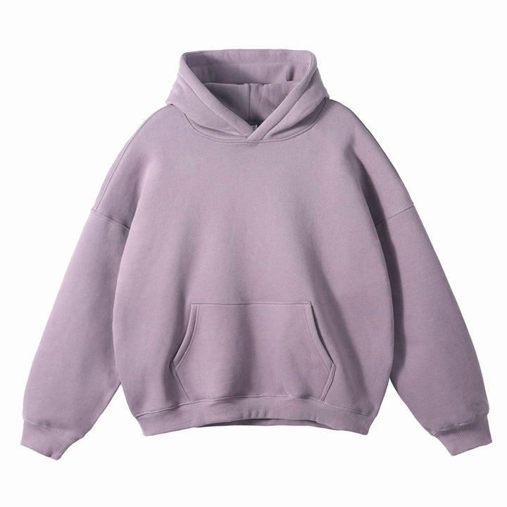 Women's Oversized Organic Cotton Fleece-Lined Pullover Hoodie - Light Violet Drop-Shoulder Hoodie