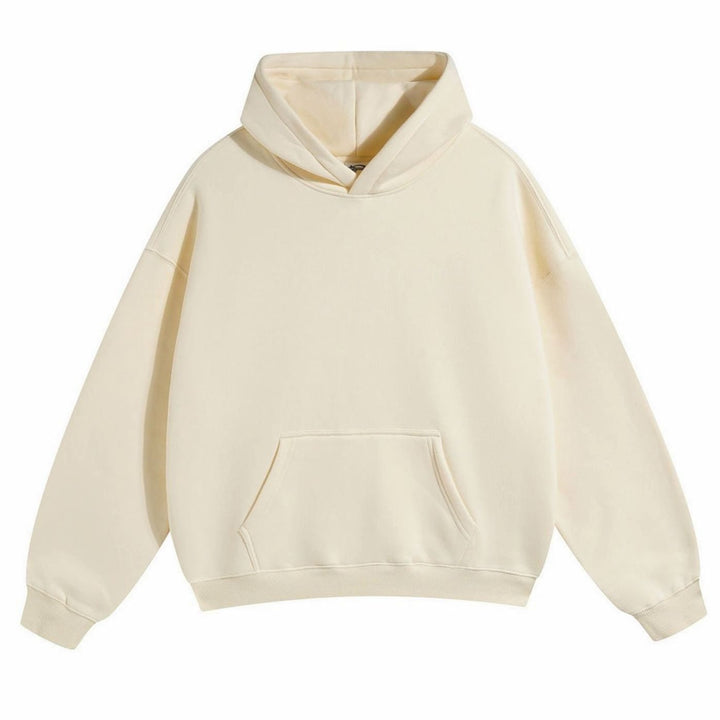 Women's Oversized Organic Cotton Fleece-Lined Pullover Hoodie - Cream Almond Raglan-Sleeve Sweatshirt