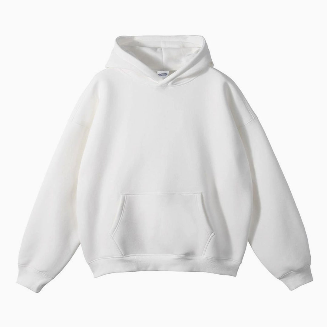 Women's Oversized Organic Cotton Fleece-Lined Pullover Hoodie - White Raglan-Sleeve Hoodie