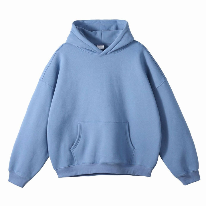 Women's Oversized Organic Cotton Fleece-Lined Pullover Hoodie - Light Blue Raglan-Sleeve Sweatshirt