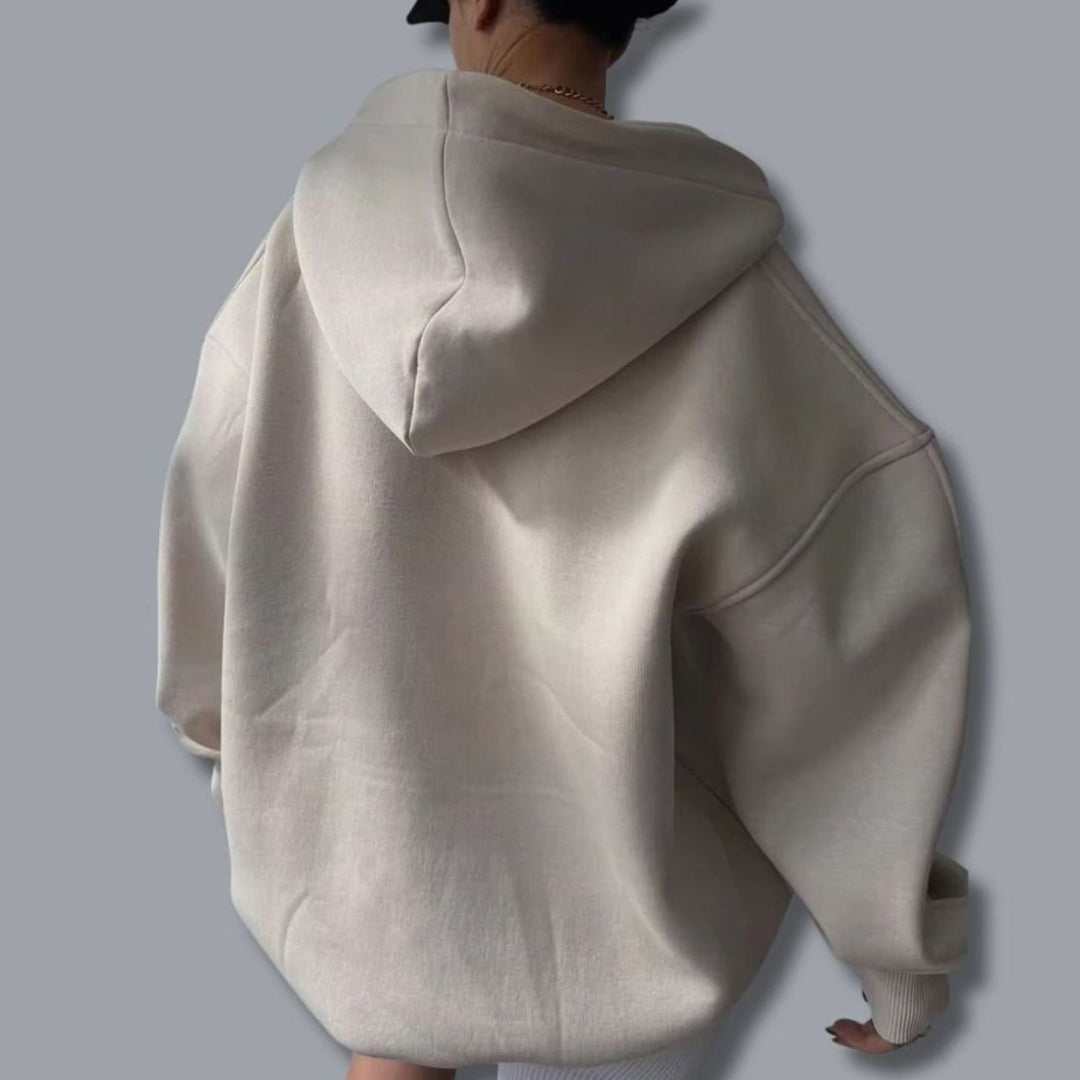 Women's Oversized Pullover Hoodie Notched Neckline Drop Shoulder Sweatshirt