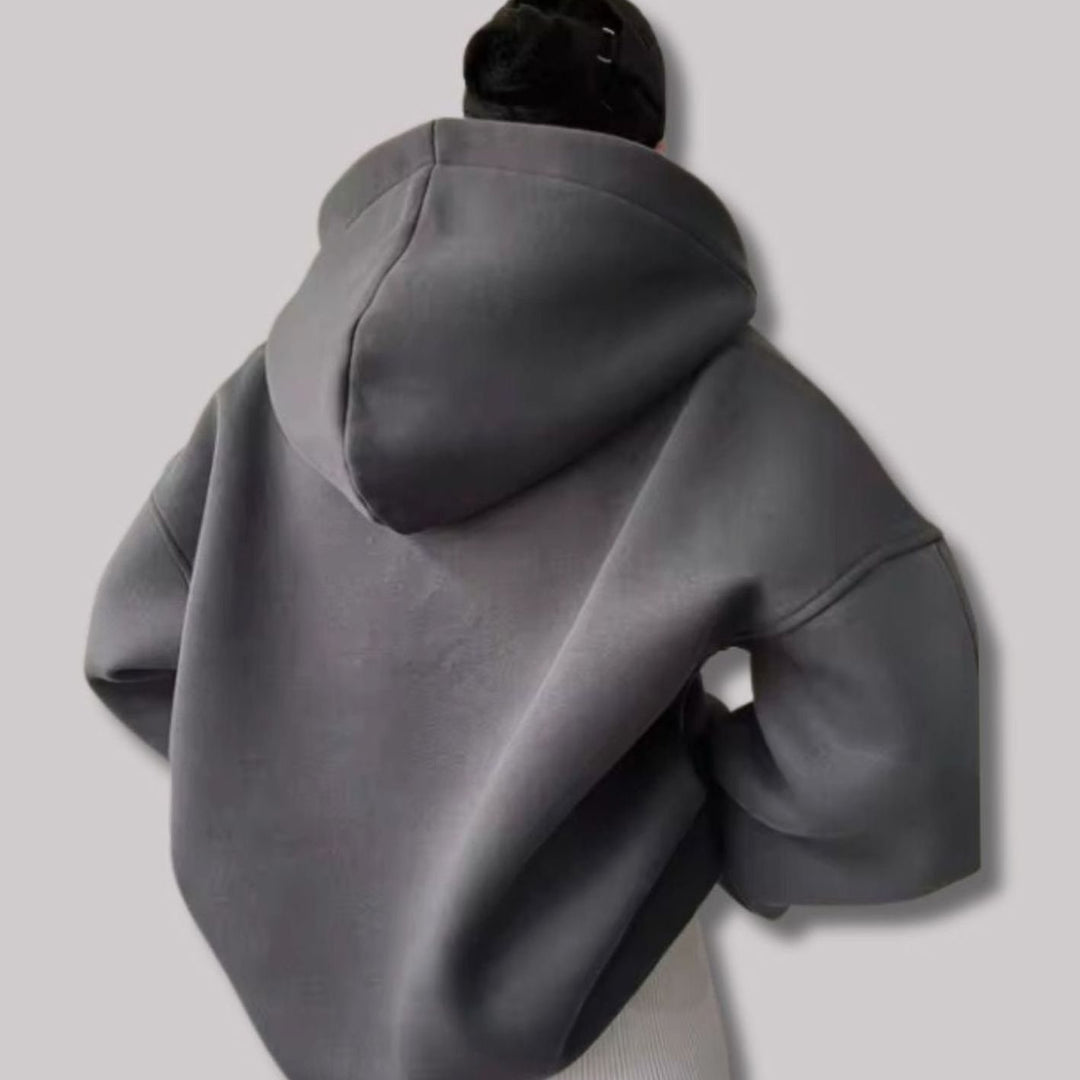 Women's Oversized Pullover Hoodie Notched Neckline Drop Shoulder Sweatshirt