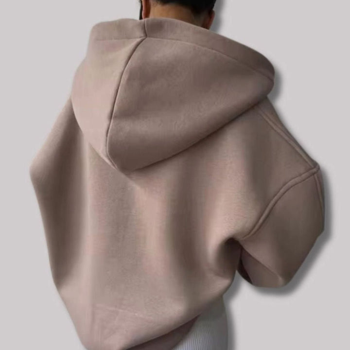 Women's Oversized Pullover Hoodie Notched Neckline Drop Shoulder Sweatshirt
