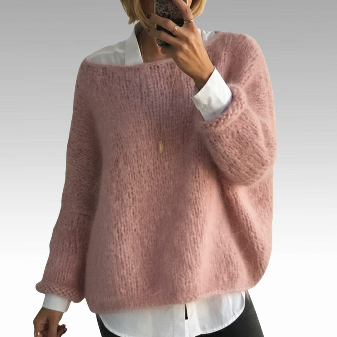 Women's Oversized Soft Knit Pullover Sweater - Pink