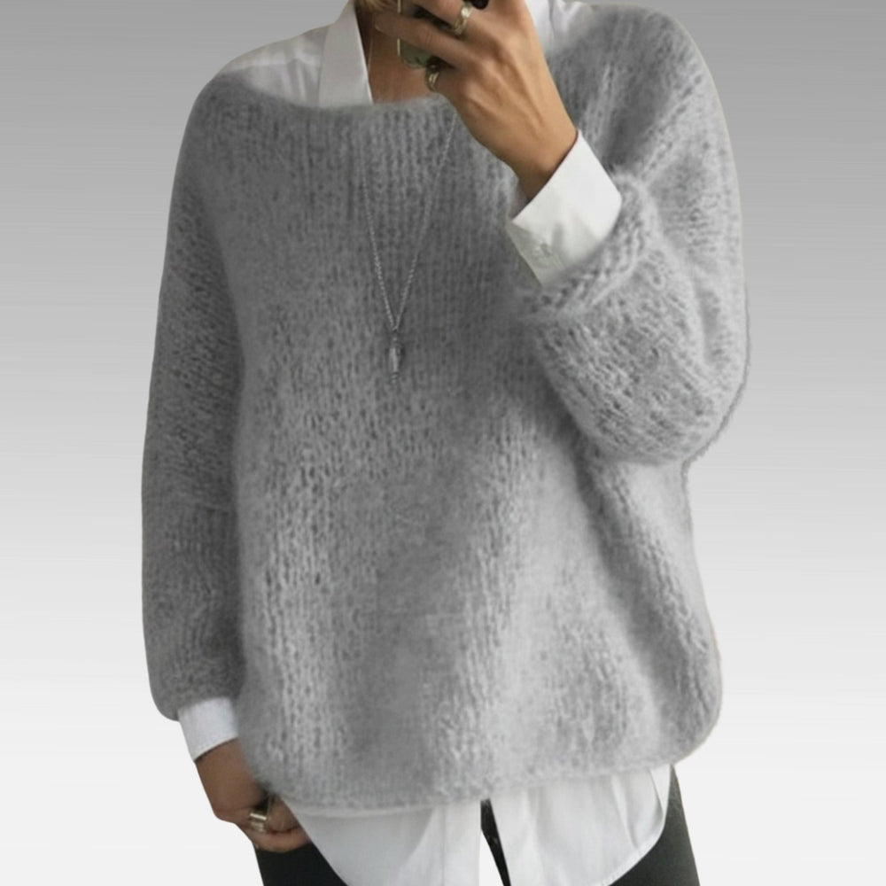 Women's Oversized Soft Knit Pullover Sweater - Gray