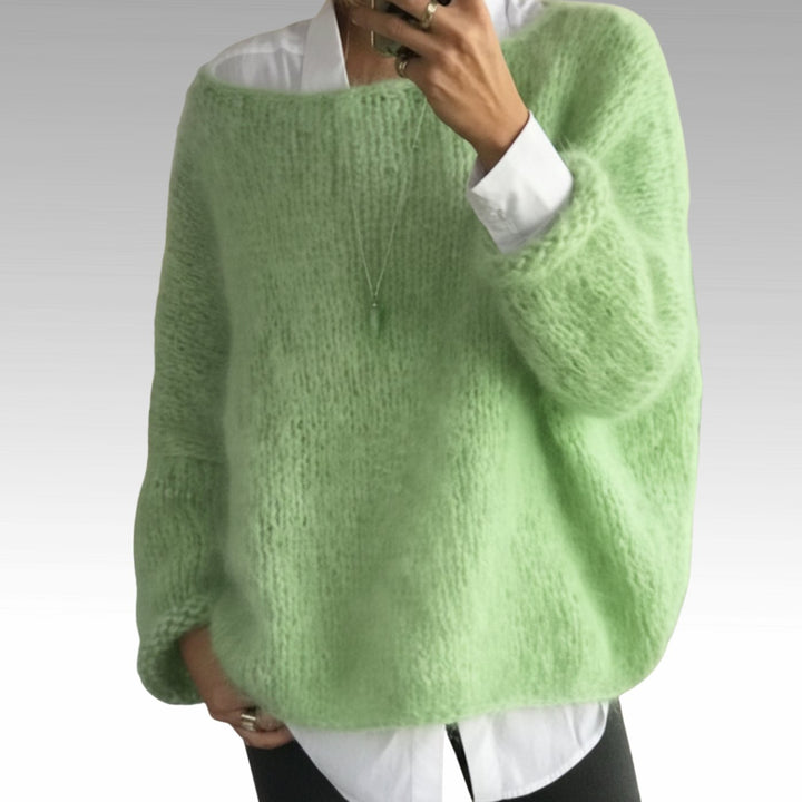 Women's Oversized Soft Knit Pullover Sweater - Green