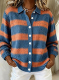 Camila | Women's Oversized Striped Button-Front Knit Cardigan