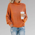 Olivia | Women's Oversized Turtleneck Chunky Knit Sweater, Orange
