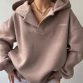 Luna | Women's Oversized V-Neck Collared Hoodie Sweatshirt