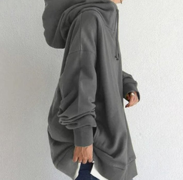 Women's Oversized Zip-Up Drawstring Hoodie Sweatshirt