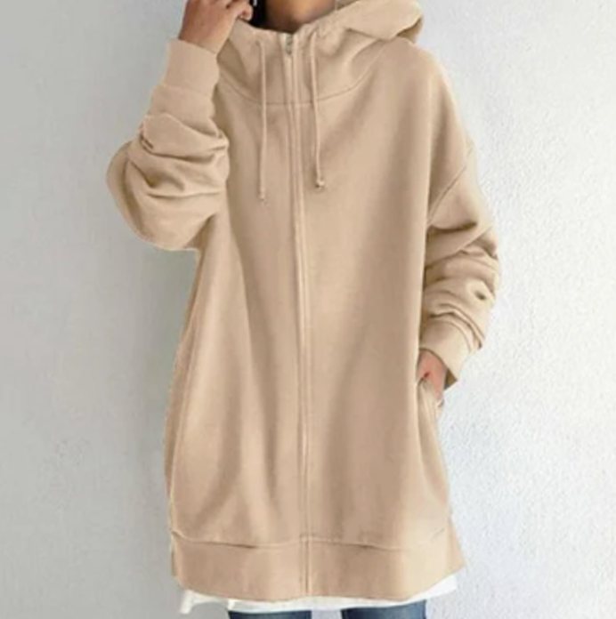Women's Oversized Zip-Up Drawstring Hoodie Sweatshirt
