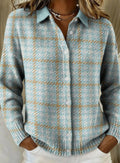 Sophia | Women's Plaid Button-Front Knit Cardigan Sweater Relaxed Fit