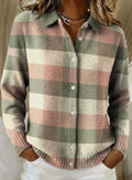 Luna | Women's Plaid Button-Front Oversized Knit Cardigan
