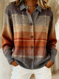 Emma | Women's Plaid Collared Button-Front Ombre Knit Cardigan