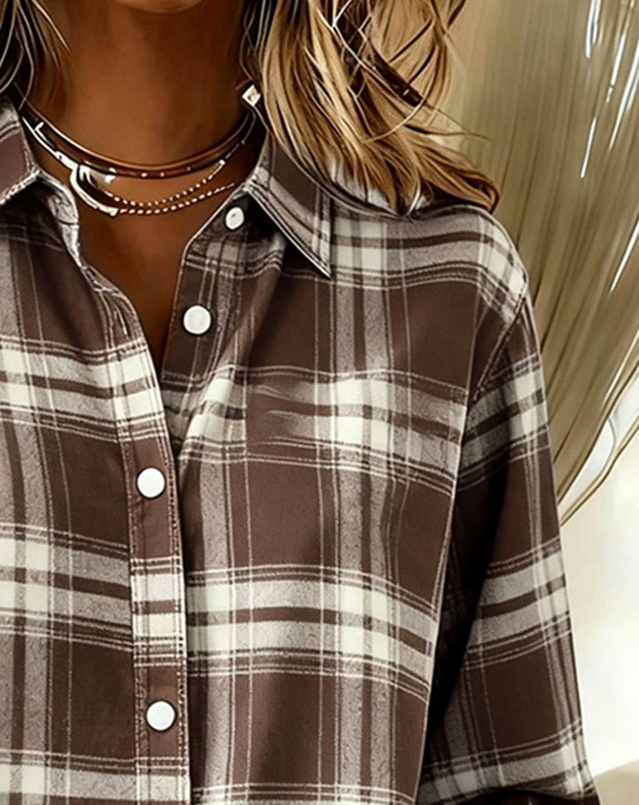 Women's Plaid Cotton Blend Button-Up Overshirt Jacket