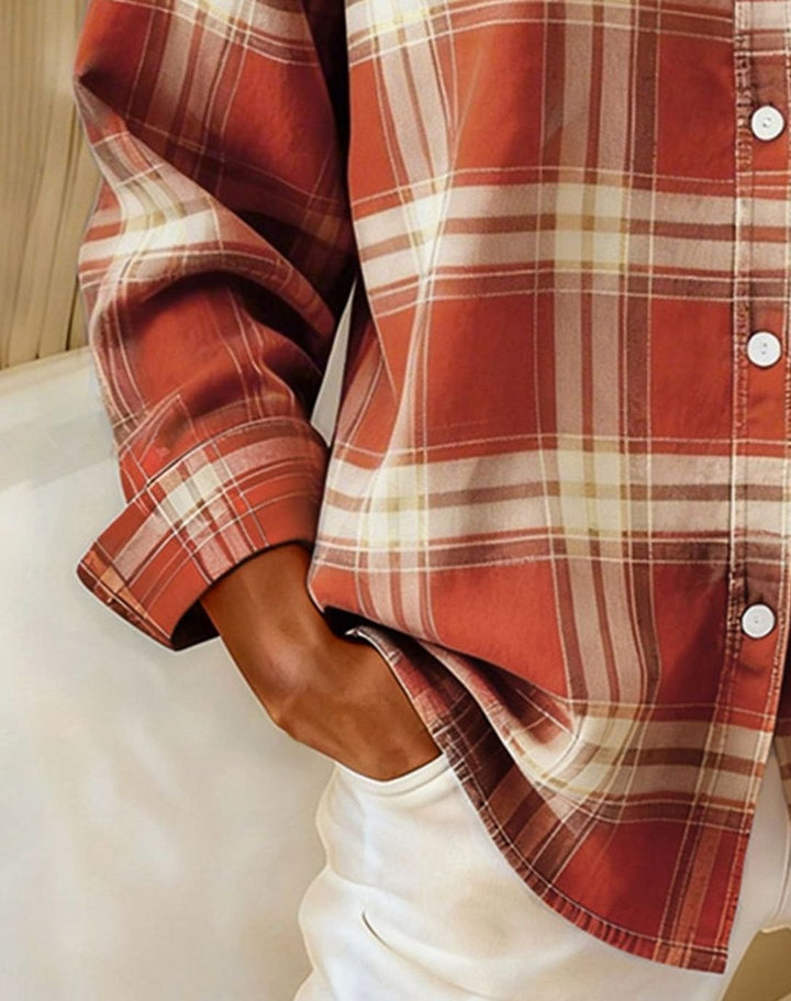 Women's Plaid Cotton Blend Button-Up Overshirt Jacket