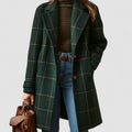 Luna | Women's Plaid Tailored Notch-Lapel Button-Front Wool-Blend Coat