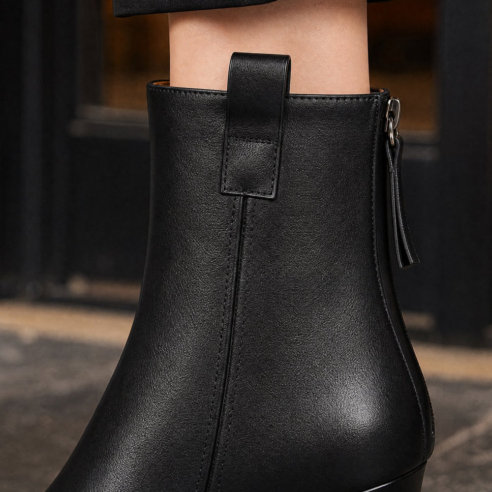 Women's Platform Block-Heel Zip-Up Ankle Boots