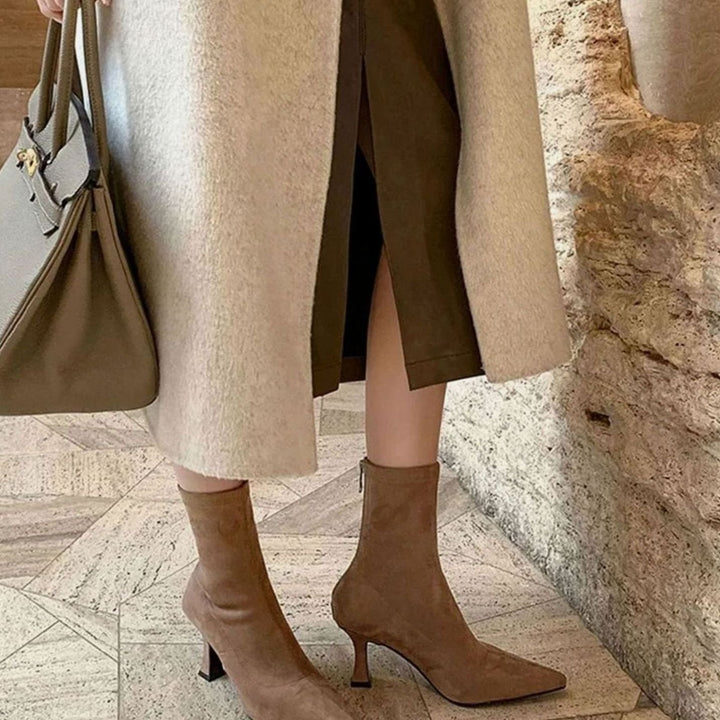 Women's Pointed-Toe Kitten Heel Stretch Sock Ankle Boots