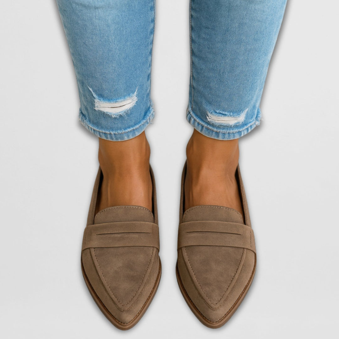 Women's Pointed-Toe Penny Slip-On Suede Loafers